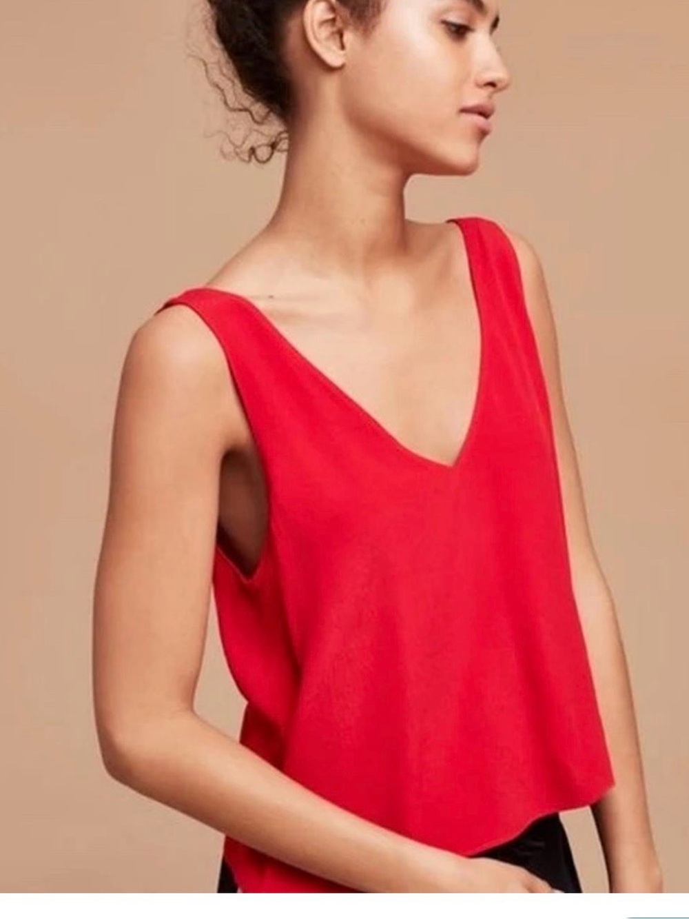 Babaton Red V-Neck cotton/ modal Blend Camisole